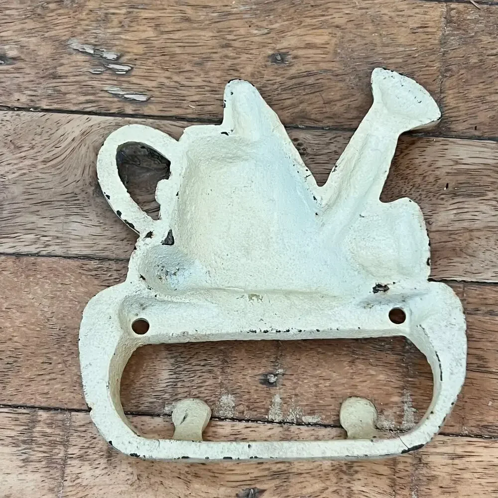 Watering Can Wall Hook Cast Iron Leash Key Towel Coat Hanger Rustic Antique